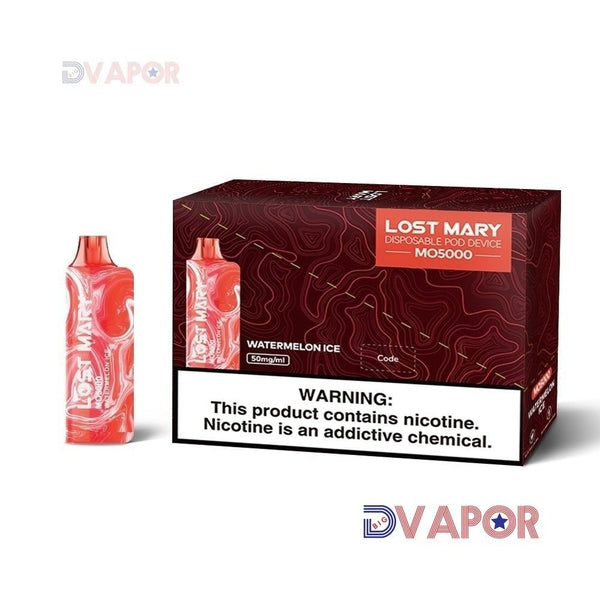 Lost Mary MO5000 disposable vape pen with sleek design and mouthpiece, showcasing the brand's popular vape device.