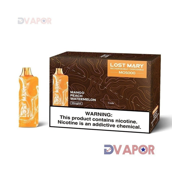 Lost Mary MO5000 disposable vape device with sleek design and colorful branding, ready for use.