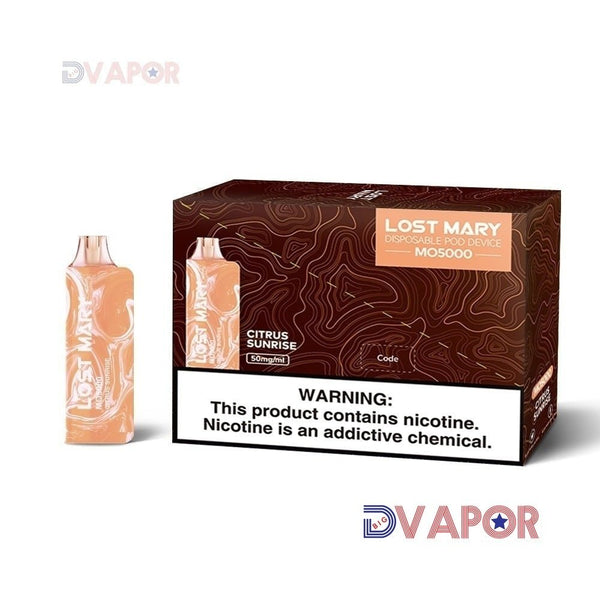 Lost Mary MO5000 disposable vape device with sleek design and colorful branding, ready for use.