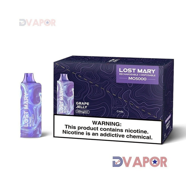 Lost Mary MO5000 disposable vape device with sleek design and mouthpiece, designed for convenient vaping on the go.