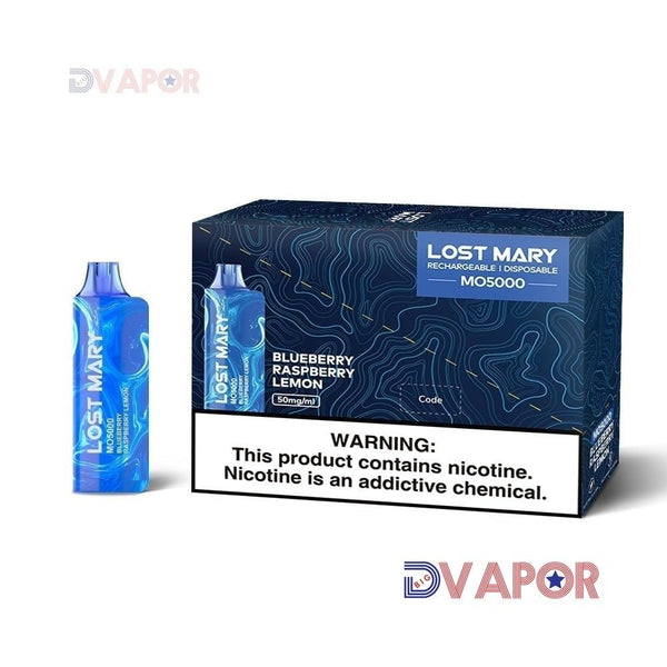 Lost Mary MO5000 Disposable Vape device showing sleek design and mouthpiece, designed for easy vaping.