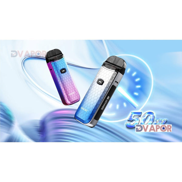 SMOK NORD 50 Watt Kit with sleek hardware, featuring a compact design, tank, and user-friendly controls for vaping.