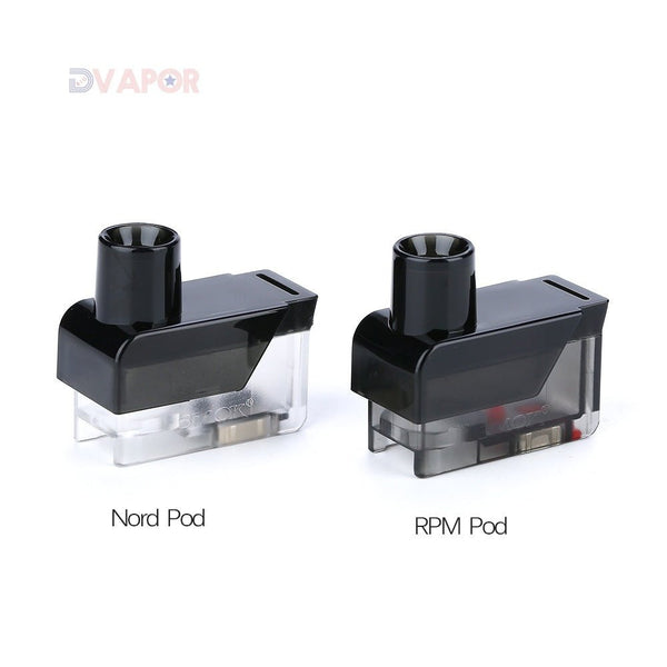 SMOK Fetch Replacement Pod for Nord or RPM vape kits, 2-pack, compatible vape part with clear e-liquid chamber and mouthpiece