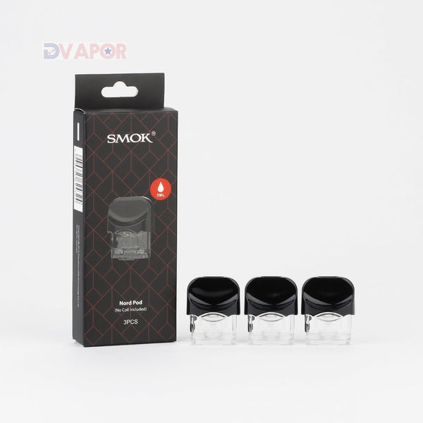 SMOK Nord replacement vape pods, 3-pack, compatible with SMOK Nord devices, no coils included, for refillable vaping.
