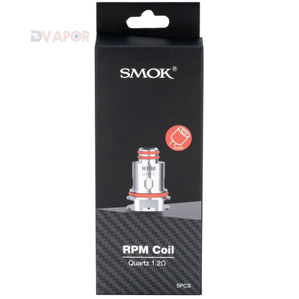 SMOK RPM coils 5-pack vape part, showing five replacement coils for SMOK vape devices with metal and wicking materials.