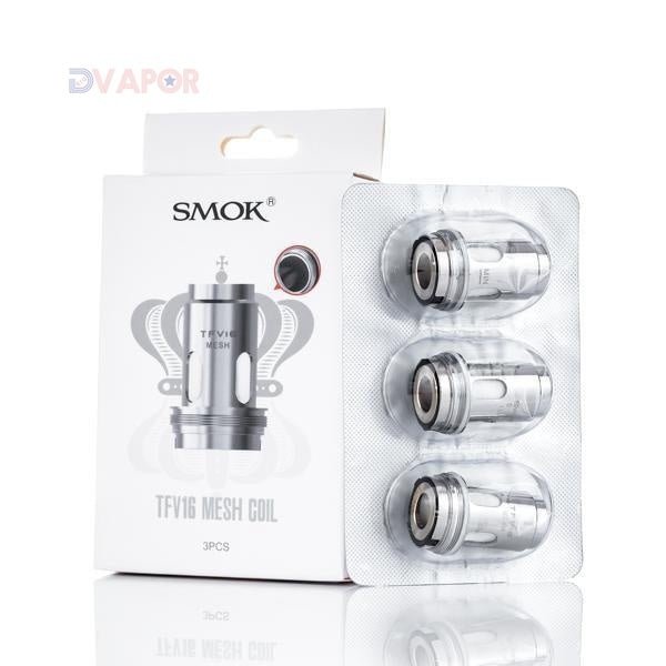 SMOK TFV16 replacement mesh coils for vape, three-pack, high-performance vape part with intricate metal mesh design.