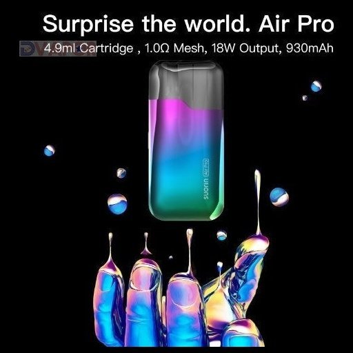 Suorin Air Pro ultra-compact ecig hardware with sleek design and mouthpiece, ideal for vaping on the go.