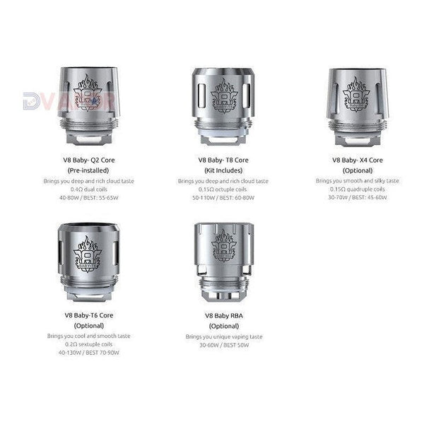 SMOK TFV8 Baby Beast vape replacement coils, 5-pack, compatible with TFV8 Big Baby Beast for enhanced vaping performance.